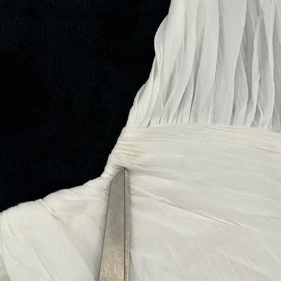 NWT Cinq a Sept Draven White One Shoulder Sleeveless Ruffle Pleaded Crop Top M - Picture 2 of 6